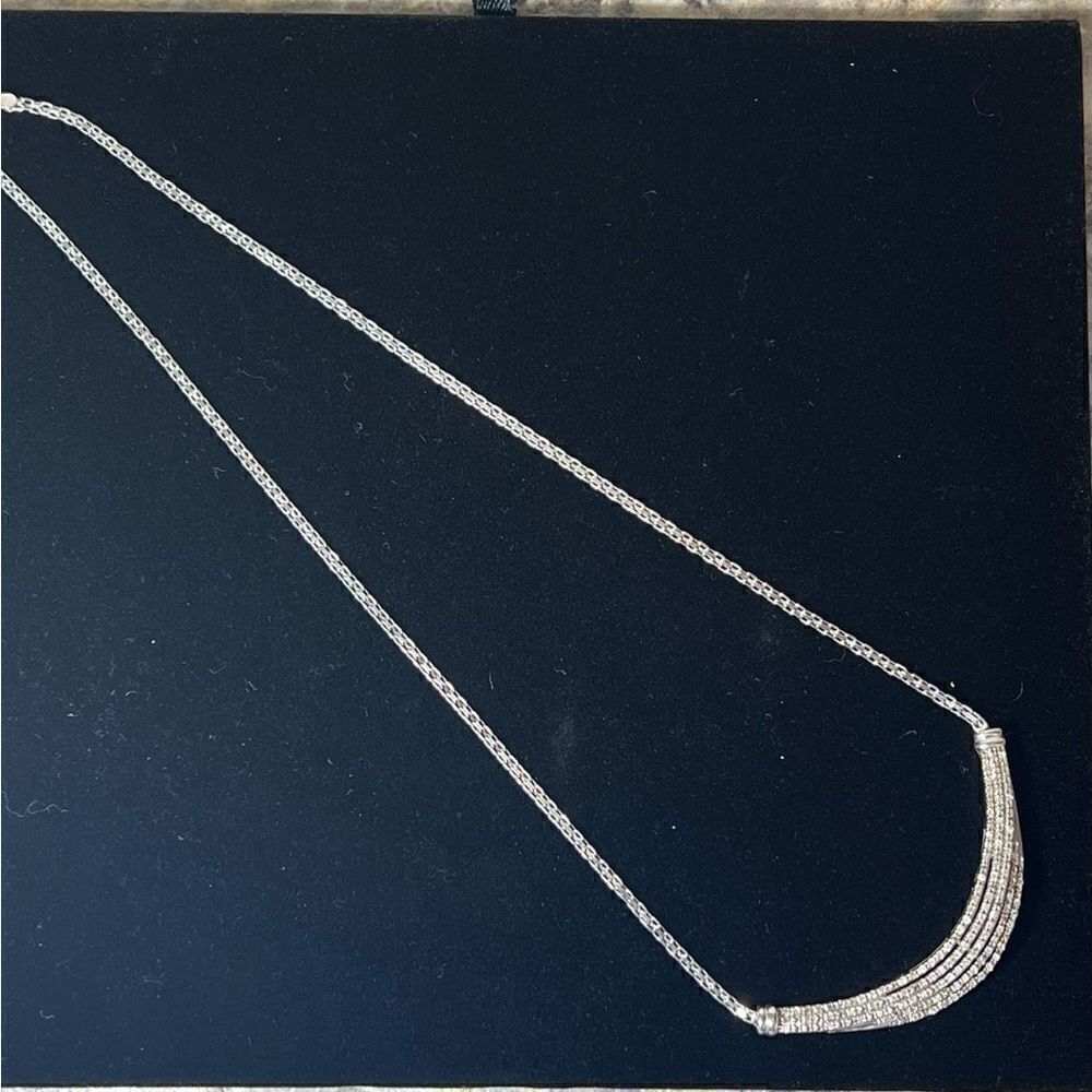 925 Silver and Diamond Curve Necklace